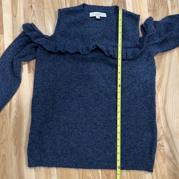 Loft Cold Shoulder Ruffle Fuzzy Sweater - Picture 5 of 6